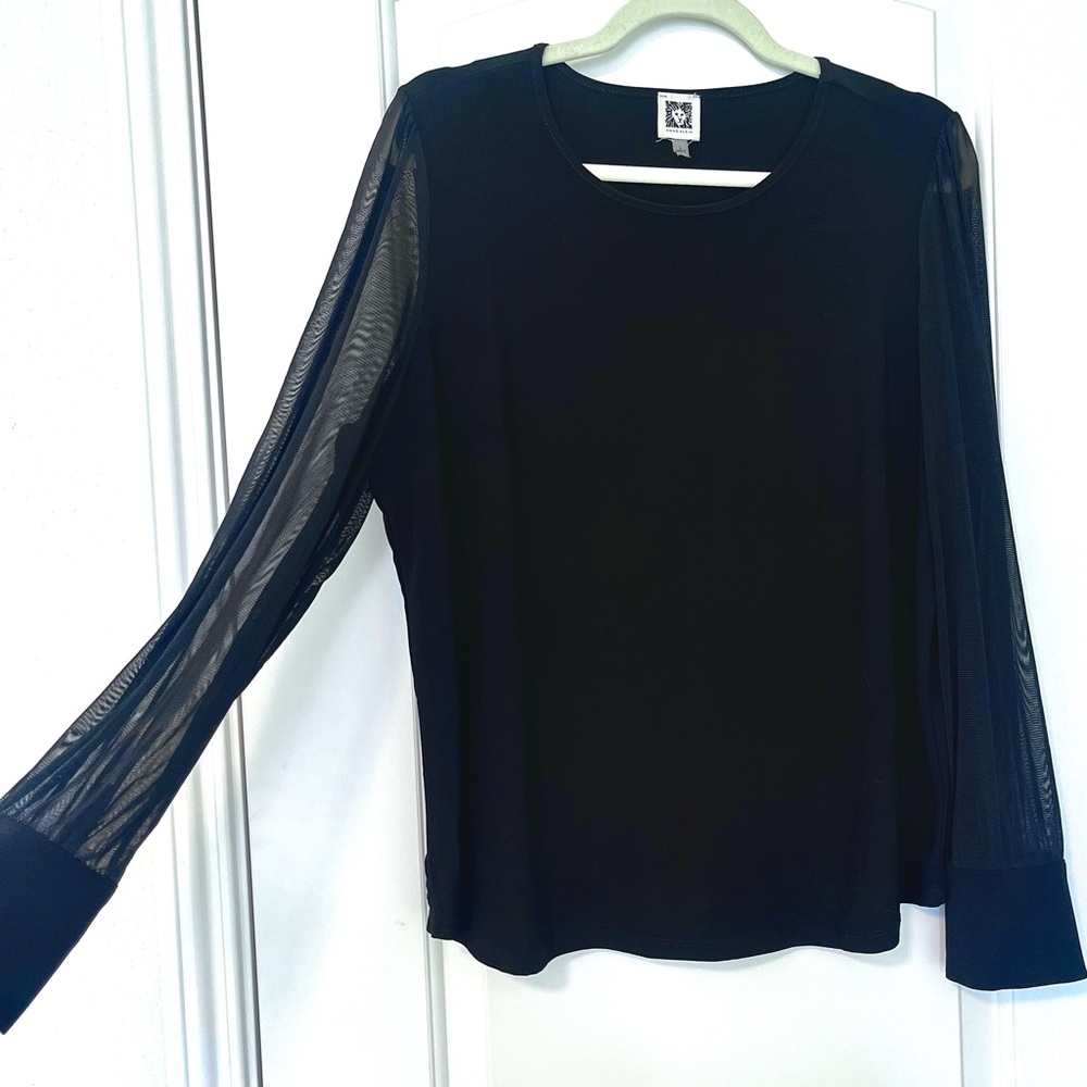 Anne Klein Mesh Sleeve Top
